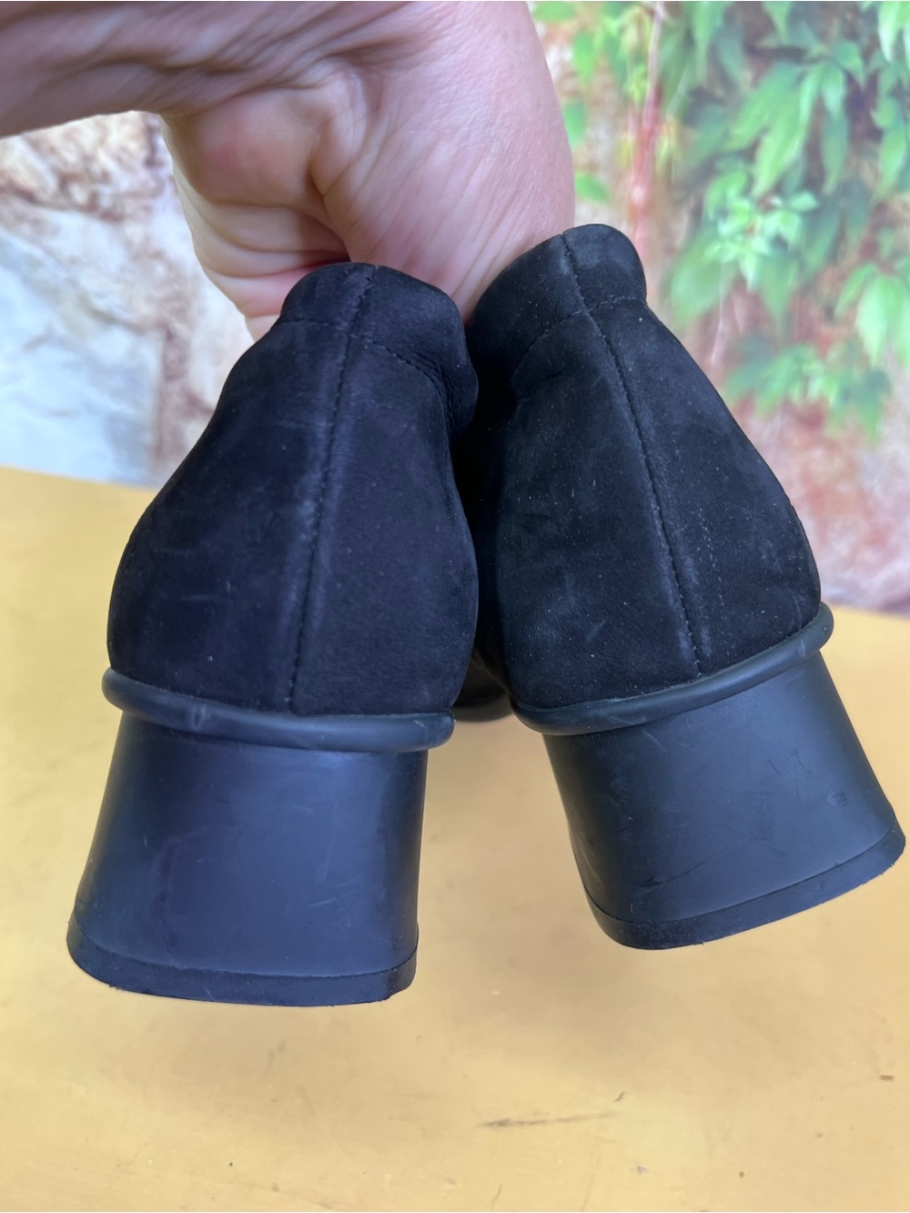 ARCHE Black Square Toe Minimalist Slip-On Heels, Made in France, 40 - Picture 13 of 13